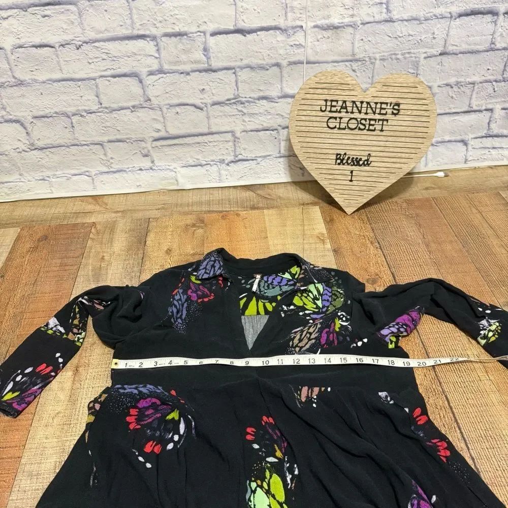 Free People Field Of Butterflies Printed Hi-Low Tunic Black Size XSmall - Picture 9 of 13